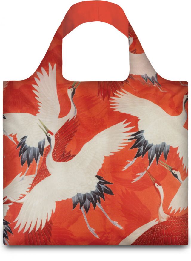 LOQI Museum collection Womans Haori White and red Cranes bag