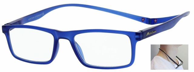 Magnetické čtecí brýle na krk Montana MR59B +2,5D Modrý matný rámeček s pouzdrem