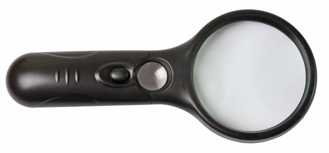 Zvětšovací lupa s LED Černá 3x70mm a 45x20mm 